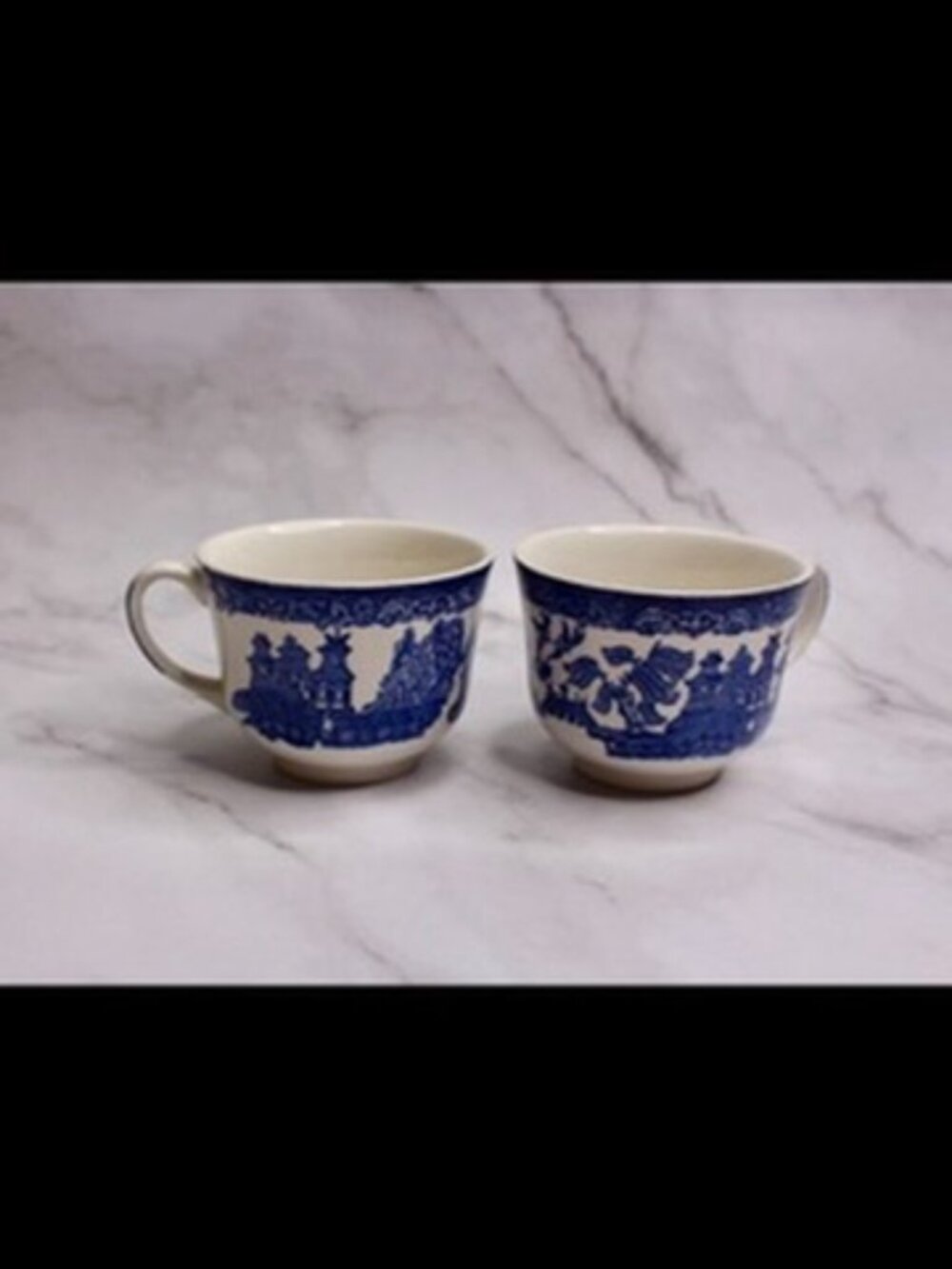 Set of Two Blue Willow Pattern Tea Cups